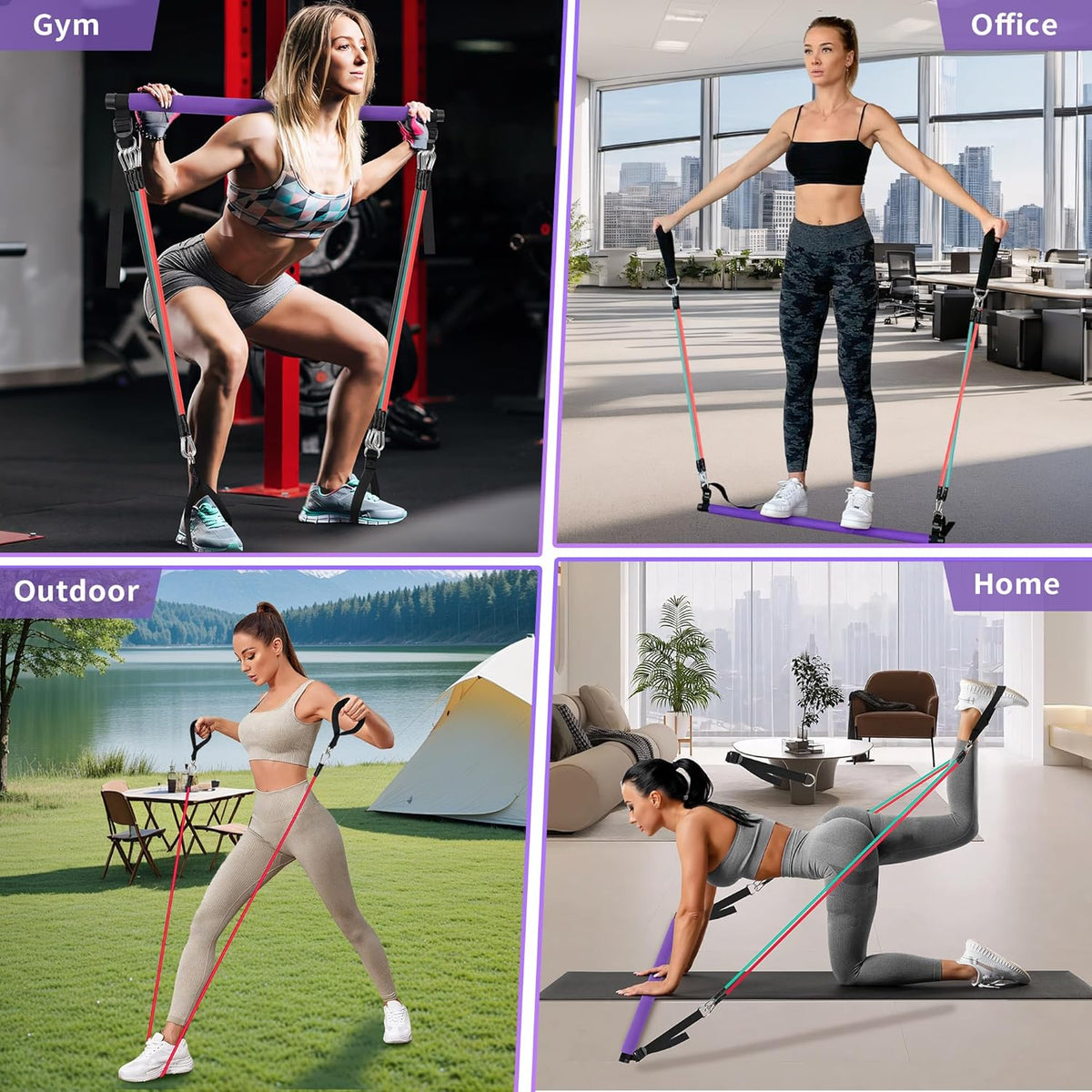 Ultimate Portable Pilates Bar Kit with Resistance Bands - Full-Body Home Gym Set for Men and Women - Includes Fitness Poster & Video!