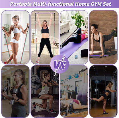 Ultimate Portable Pilates Bar Kit with Resistance Bands - Full-Body Home Gym Set for Men and Women - Includes Fitness Poster & Video!