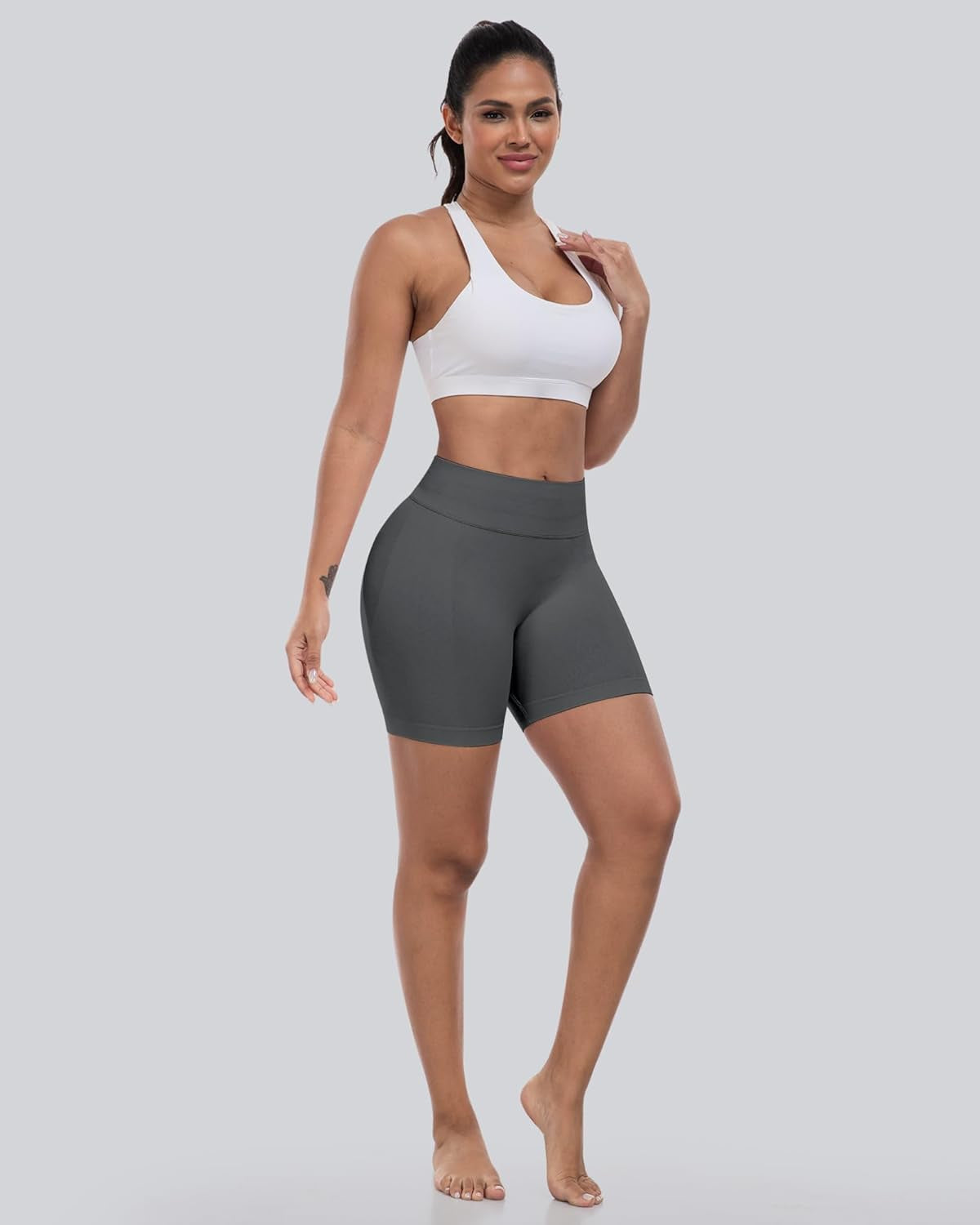 Workout Gym Biker Shorts, High Waisted Butt Lifting Scrunch Butt Sports Seamless Shorts Sets 4 Piece