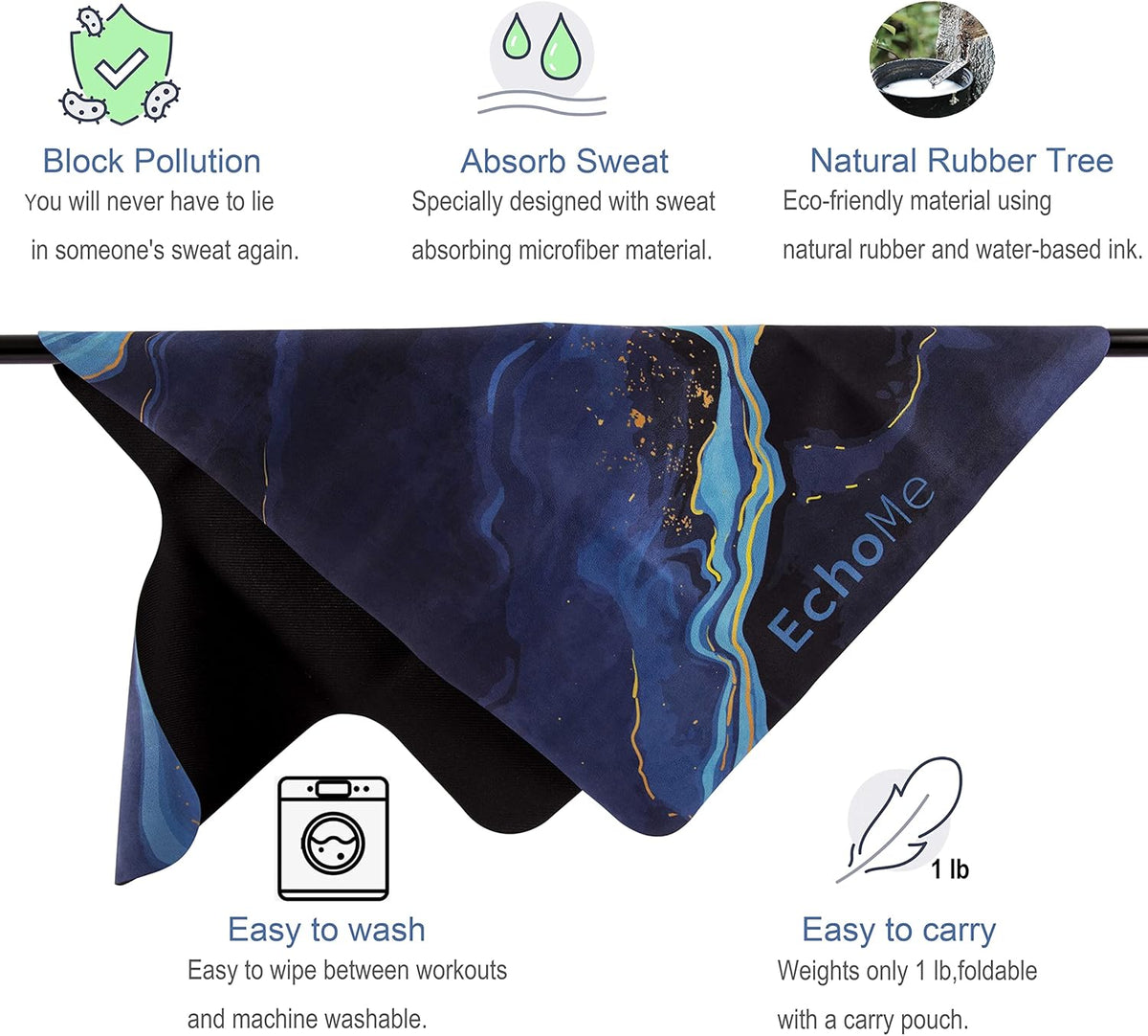 Premium Pilates Reformer Mat Towel - Lightweight, Portable & Easy to Wash with Superior Grip